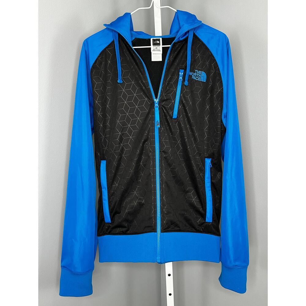 The North Face Mens Small Full Zip Hoodie Blue Black Lightweight Jacket
